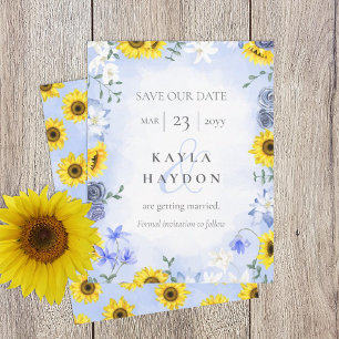 Sonnenblumen, dutzende blaue Rose Hochzeit speiche Einladung