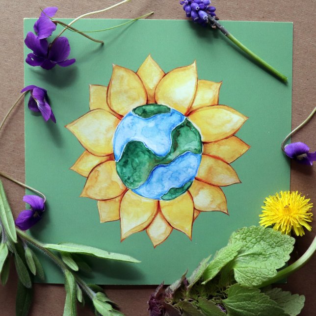 Sonnenblumen Earth Day Art Aquarell Sonnenblumen Poster (Von Creator hochgeladen)