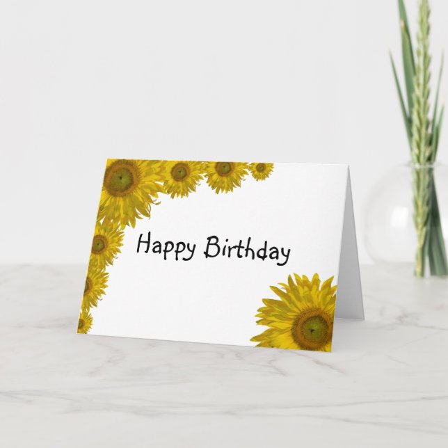 Sonnenblumen Edge Happy Birthday Karte (Vorderseite)