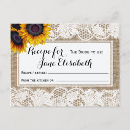 Sonnenblumen Einbruch und Spitzen Braut als Rezept Postkarte