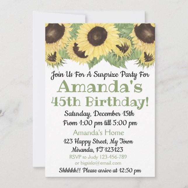 Sonnenblumen Einladung (Vorderseite)