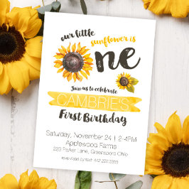 Sonnenblumen Einladung zum ersten Geburtstag