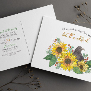 Sonnenblumen-Einladung zur Thanksgiving-Dinnerpart Postkarte