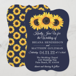 Sonnenblumen Einladungen Hochzeit Country Blue