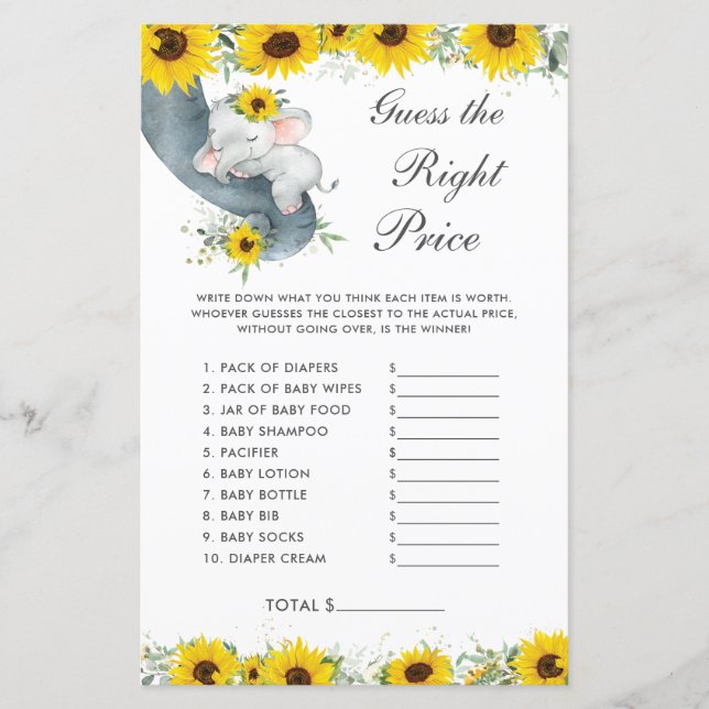 Sonnenblumen Elefantendusche schätzen den richtige (Vorderseite)