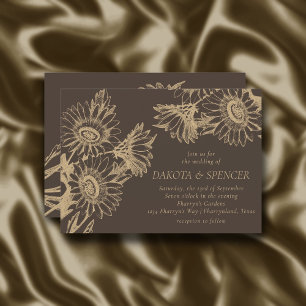 Sonnenblumen Elegance Hochzeit mit Gold und Brau Einladung
