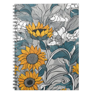 Sonnenblumen-Elegance-Notebook - Künstlerische Blu Notizblock