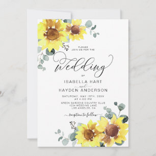 Sonnenblumen Eleganter Fall Rustikale Hochzeit Einladung