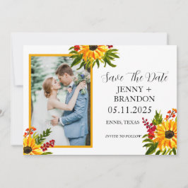 Sonnenblumen Elegantes, modernes, gelbes Foto Save The Date