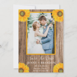 Sonnenblumen Elegantes Modernes Rustikales Foto Save The Date
