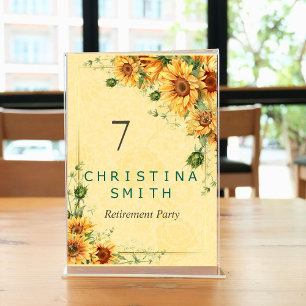Sonnenblumen Elegantes Party für Wasserfarben Tischnummer