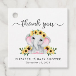 Sonnenblumen Elephant Baby Girl Dusche Danke Geschenkanhänger