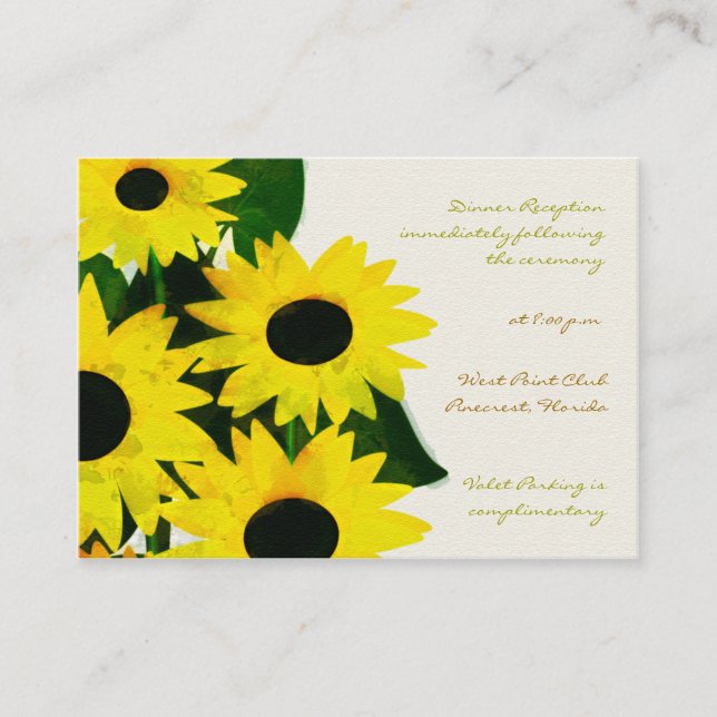 Sonnenblumen - Empfang-Karten Begleitkarte (Vorderseite)