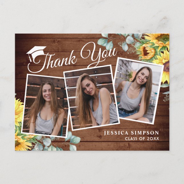 Sonnenblumen Eucalyptus 3 FOTO Abschluss Vielen Da Ankündigungspostkarte (Vorderseite)