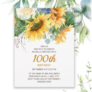 Sonnenblumen Eukalyptus 100. Geburtstag Postkarte