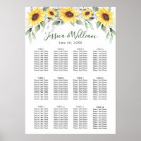 Sonnenblumen Eukalyptus 12 Tische SITZPLATZ