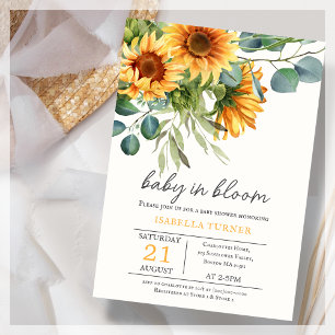 Sonnenblumen & Eukalyptus Baby Dusche Einladung