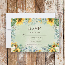 Sonnenblumen Eukalyptus-Blätter Hochzeit-RSVP-Kart RSVP Karte