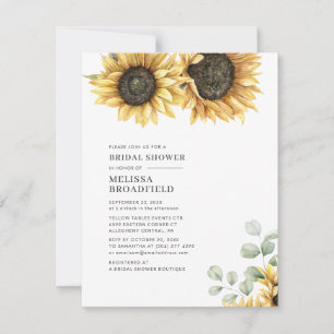 Sonnenblumen-Eukalyptus-Blumen-Grün-Brautparty Einladung