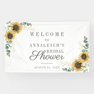 Sonnenblumen-Eukalyptus-Blumen-Rustikale Brautpart Banner