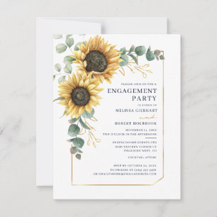 Sonnenblumen-Eukalyptus-Blumen-Verlobungsparty Einladung