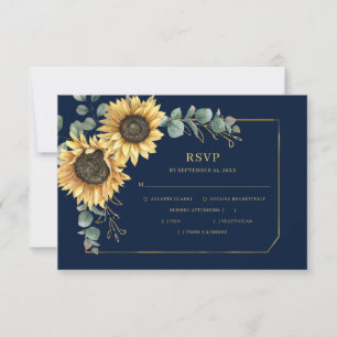 Sonnenblumen-Eukalyptus-Blumenmuster Geometrisch RSVP Karte