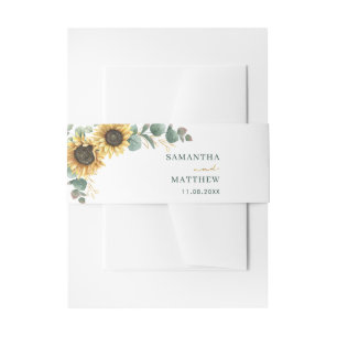 Sonnenblumen-Eukalyptus-Hochzeit mit Blumen Einladungsbanderole