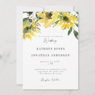 Sonnenblumen-Eukalyptus-Hochzeit ohne Eltern Einladung