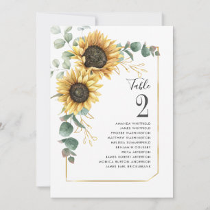 Sonnenblumen-Eukalyptus-Hochzeitstisch-Nummer-Sitz Einladung