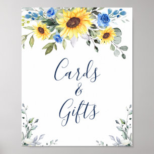 Sonnenblumen-Eukalyptus-Karten und Geschenke Hochz Poster