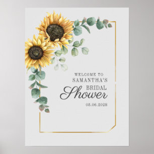 Sonnenblumen-Eukalyptus-Laub Schrift Hochzeitsdusc Poster