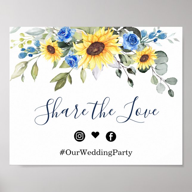 Sonnenblumen Eukalyptus teilt das Hochzeitssymbol  Poster (Vorne)