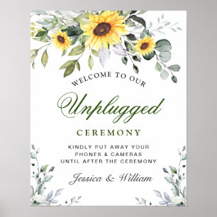 Sonnenblumen Eukalyptus Unplugged Hochzeitszeremon Poster