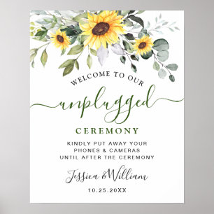 Sonnenblumen Eukalyptus Unplugged Hochzeitszeremon Poster