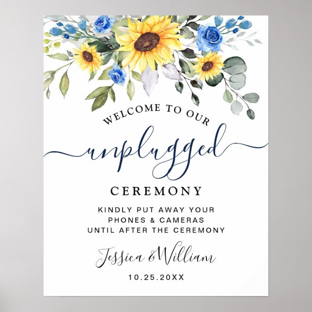 Sonnenblumen Eukalyptus Unplugged Wedding Zeremony Poster (Vorne)
