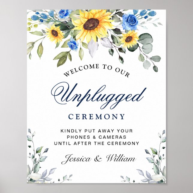 Sonnenblumen Eukalyptus Unplugged Wedding Zeremony Poster (Vorne)