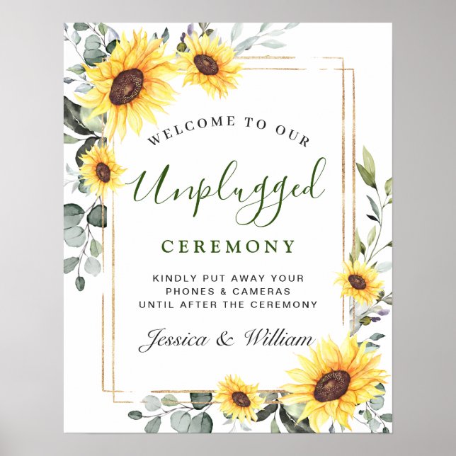 Sonnenblumen Eukalyptus Unplugged Wedding Zeremony Poster (Vorne)