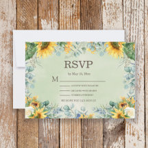 Sonnenblumen Eukalyptusblätter Hochzeit RSVP Karte