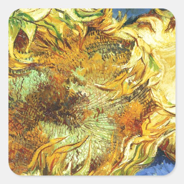 Sonnenblumen F. 375 ~ Van Gogh Quadratischer Aufkleber (Vorderseite)