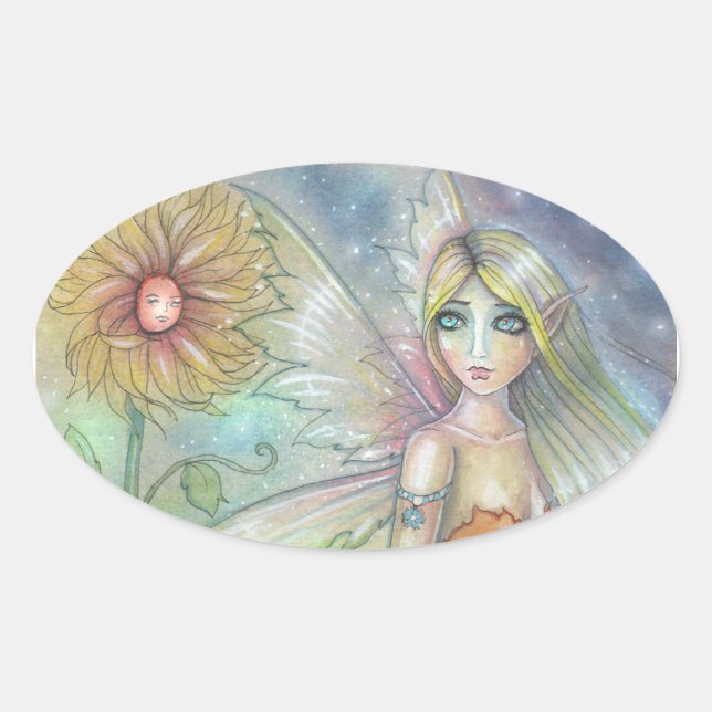 Sonnenblumen Fairy Fantsy Art Stickers (Vorderseite)