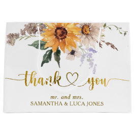 Sonnenblumen Fall in Liebe Gold Foil Gastgeschenk Große Geschenktüte
