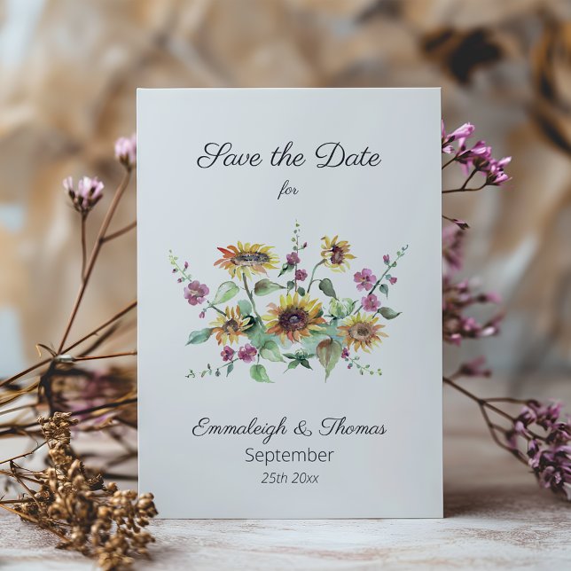 Sonnenblumen Fall Wassercolor Florals Save the Dat Date (Von Creator hochgeladen)