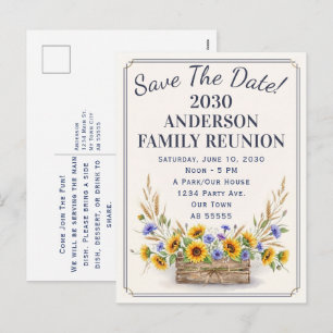 Sonnenblumen-Familientreffen - Save-the-Date-Postk Feiertagspostkarte