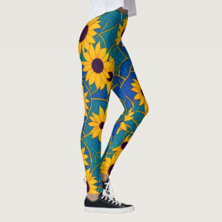 Sonnenblumen Fantasy-Leggings mit leuchtenden Farb Leggings