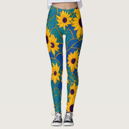 Sonnenblumen Fantasy-Leggings mit leuchtenden Farb Leggings