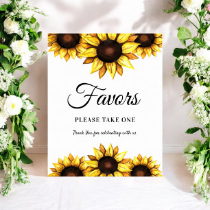 Sonnenblumen Favors Schild Weiß Gelb Poster