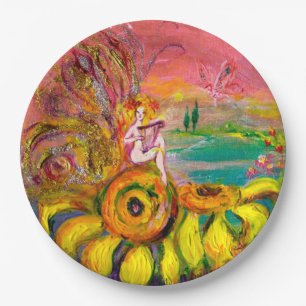 SONNENBLUMEN-FEE Fantasie Pappteller