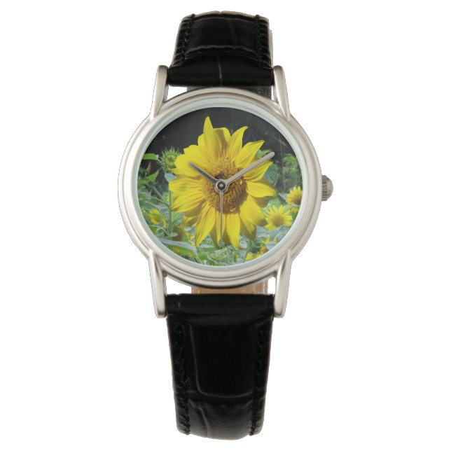 Sonnenblumen Feld & Sonnenblumen eWatch für Frauen Armbanduhr (Vorderseite)
