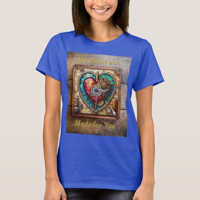 Sonnenblumen Festglass Herz Steampunk Serie T-Shirt (Vorderseite)