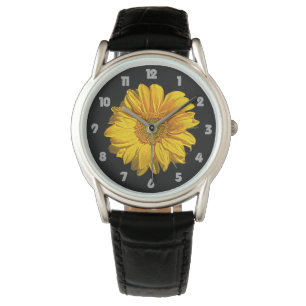 Sonnenblumen Fett graue Zahlen Mens beobachten Armbanduhr